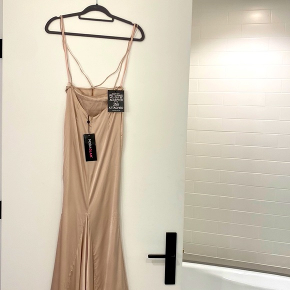 Moda Glam Serena Draped Neck Gown - Champagne - Picture 3 of 8